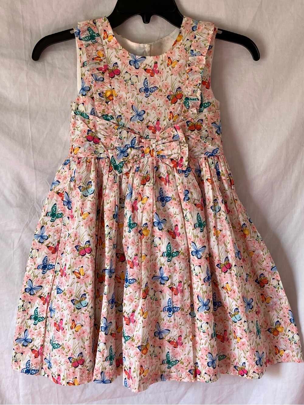 Peppa & Julie Girls Butterfly Floral Print Dress with Bow Detail Size 6X